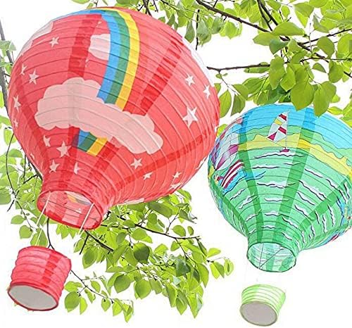 Hovıco 6 Pcs 12 inç Asılı Gökkuşağı Sıcak Hava Balon Kağıt Fenerler, Gökkuşağı Sıcak Hava Balon Kağıt Fener, DIY