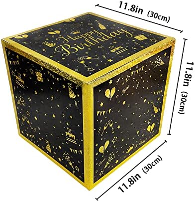 Siyah Altın Mutlu Doğum Günü Dekorasyon Kutuları, Sayı Harfli UNIIDECO Dekoratif Kutu, Kız Erkek Çocuklar için İlk