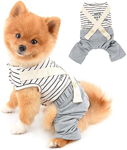 Küçük Köpekler için PAİDEFUL Köpek Kıyafetler Erkek Kız Yaz Şerit Gömlek Önlük Pantolon Tulumlar Tek Parça Giyim