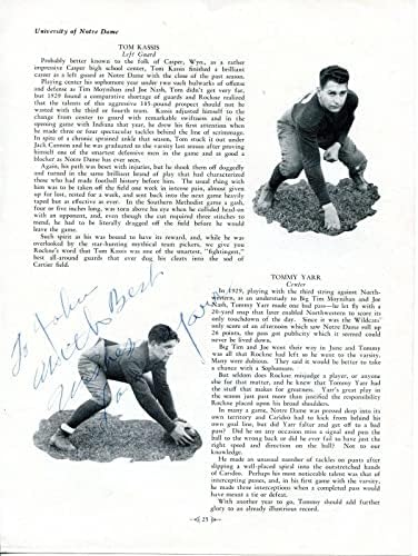 Tommy Yarr, Aralık 1941'de Notre Dame Kolej Futbolu Hof'u Tam JSA Mektubu ile İmzaladı-NFL İmzalı Çeşitli Eşyalar