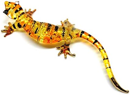 El yapımı Mini Turuncu Gecko Kertenkele Üflemeli Cam Sanatı Hayvan Figürleri Yıldönümü Doğum Günü Düğün Hediye Fikirleri