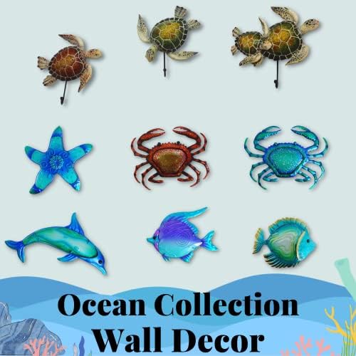 Rahat Saat 6 Polyresin Deniz Kaplumbağası 3D Duvar Dekoratif Çerçeve Ev Dekorasyon için, mavi, Okyanus Voyage Koleksiyonu
