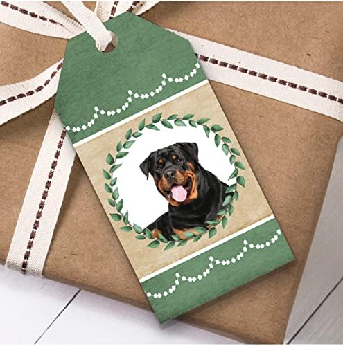 Rottweiler Köpek Yeşil Doğum Günü Hediyesi Favor Hediye Etiketleri
