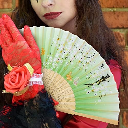 KINBOM Kadınlar için 4 adet Katlanır El Fanlar, Vintage Çiçek Katlanır Fan El Çin Tarzı El Fan Günlük Kullanım için