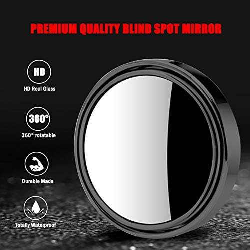 Orıfort Yuvarlak Kör Nokta Aynası, 2 ABS muhafazası HD Cam Dışbükey Yuvarlak Yapışmalı Aynalar (Siyah, 2'li Paket)