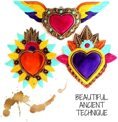 Irekua Meksika Teneke Kalpler 5 Parça Sanat Duvar Dekor 6 Meksika Süslemeleri Milagros Mexicanos El Boyalı Renkli