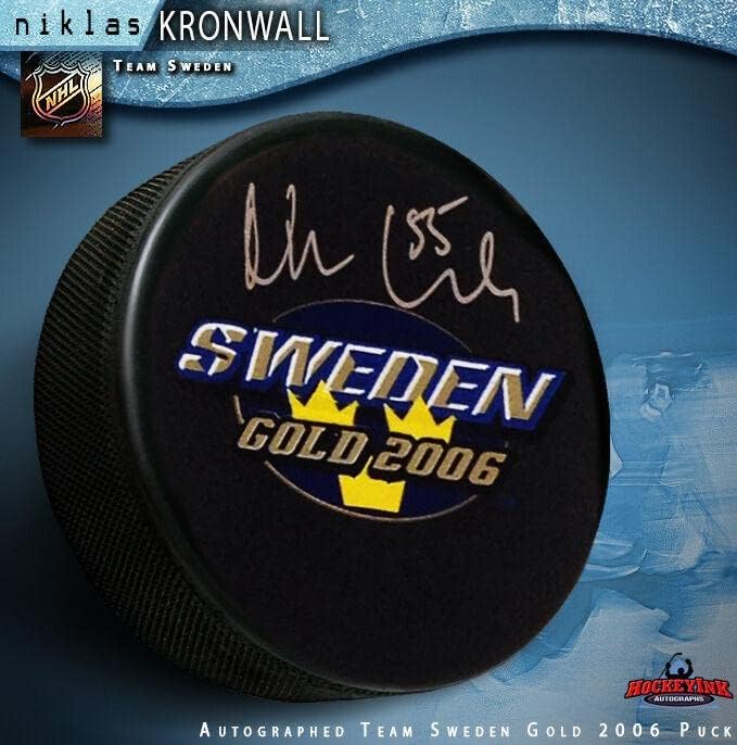 NİKLAS KRONWALL İmzalı Takım İsveç Diski-Detroit Red Wings-İmzalı NHL Diskleri