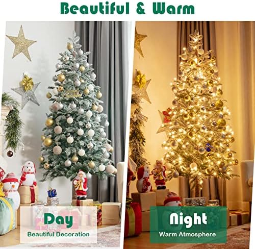 Goplus 6ft Önceden aydınlatılmış Kalem Noel Ağacı, Kar Akın Yapay İnce Ağaç w / 250 sıcak Beyaz LED ışıkları, Metal