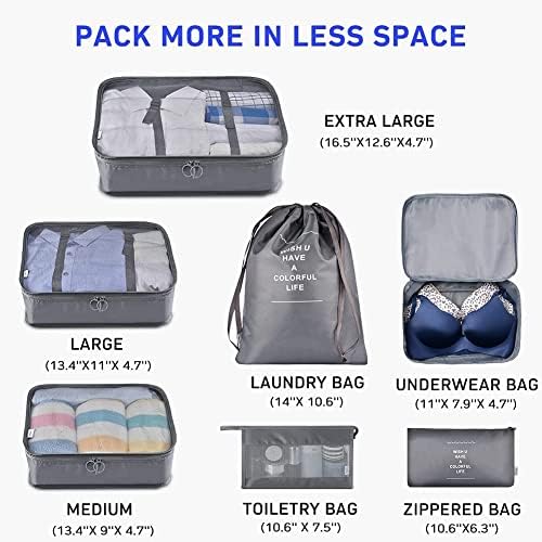 Ambalaj Küpleri Seyahat için 7 Adet w/çamaşır torbası, makyaj çantası Seyahat Kadınlar için Su Geçirmez Kozmetik
