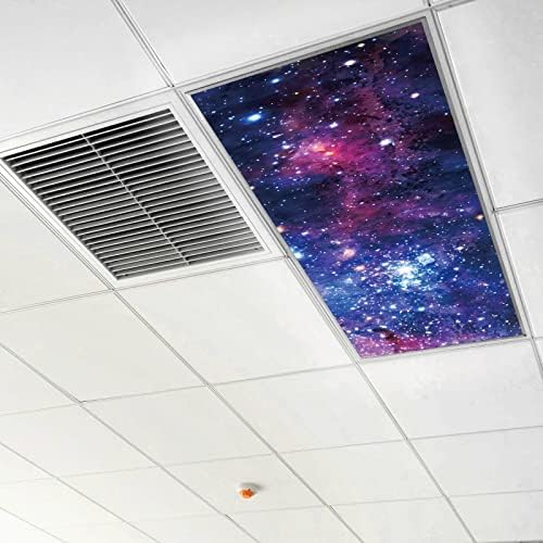 Suluboya yıldız evren gizli parlaklık mor floresan ışık kapakları-2x4 esnek dekoratif ışık difüzör panelleri-Göz