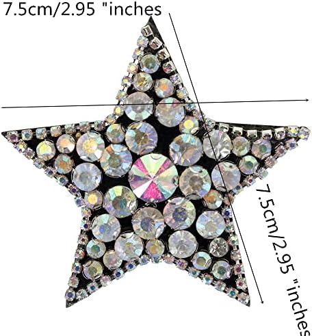El yapımı Yıldız Boncuklu Kristal Taş Yamalar Giyim için DIY Taklidi dikmek Aplikler Rozeti 3 adet TH22322X