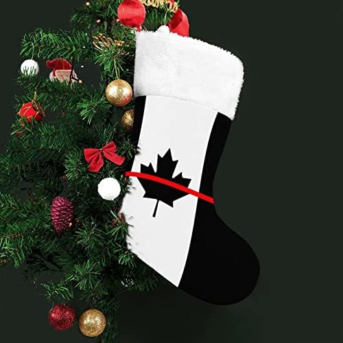 İtfaiyeciler Kırmızı Çizgi Kanada Noel Çorap Asılı Çorap Baskı Noel Ağacı Şömine Süslemeleri