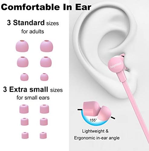Joymıso Dolaşmayan Kulaklıklar Çocuklar Kadınlar için Kılıflı Küçük Kulaklar, Rahat Hafif Kulak İçi Kulaklıklar,