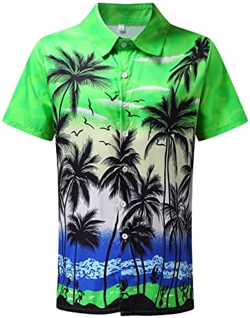 Havai gömleği Erkekler için Yaz Plaj Gömlek Mens için Düzenli Fit kısa Kollu günlük t-Shirt Şık Düğme Aşağı Tees