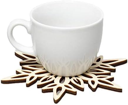 UKD PULABOWooden Oyma Kar Tanesi Noel Kupa Bardak Chic Tutucu Kahve Çay Içecekler Fincan Mat 4 gösterildiği gibi