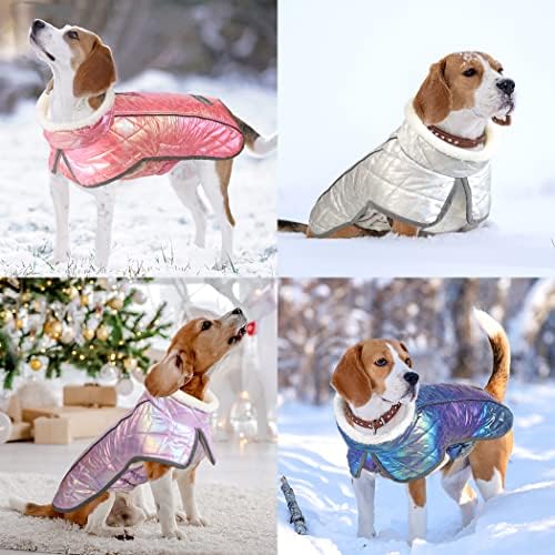 Köpek Kış Ceket, Trençkot Yaka Tasarımı ile Noel Köpek Ceket, Koşum Deliği ve Yansıtıcı Çizgili Su geçirmez Köpek