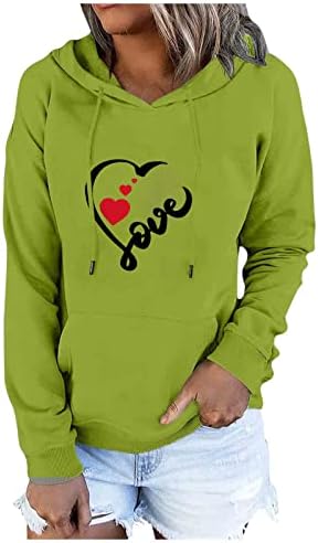 2023 sevgililer Günü Hoodies Kadınlar için Sevimli Aşk Kalp Grafik Kapşonlu Kazak Kazak Uzun Kollu Büyük Boy Gömlek