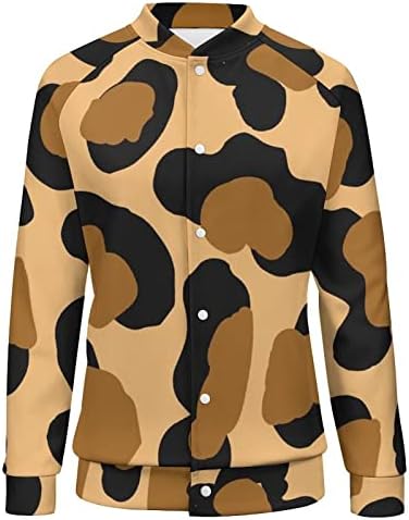 Leopar Çita Vahşi Kedi Noktalar Desen kadın beyzbol ceketleri Düğme Aşağı Dış Giyim Beyzbol Yaka Üst Bombacı Ceket