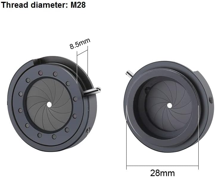 BEEYNG Laboratuvar Mikroskop Aksesuarları Diyafram Çapı 1.2-18mm Ayarlanabilir M28 İplik Metal Zoom Iris Diyafram