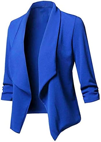 Blazer kadın Rahat Açık Ön Hırka Uzun Kollu Düz Renk Ceket Tüm Maç Kırpılmış Takım Elbise Ceket