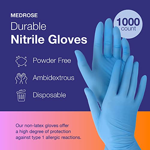 MedRose Büyük Nitril Eldiven-1000 Adet Tek kullanımlık eldivenler Lateks İçermeyen Tozsuz Lateks Olmayan Eldivenler,