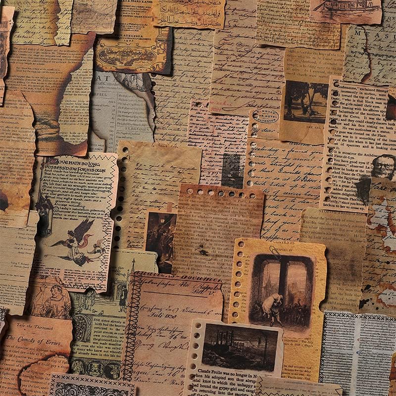 Scrapbooking için Yanmış Vintage Kağıtlar, 120 Adet Antika Önemsiz Günlük Kağıdı, Günlük Kaydı için Retro Dekupaj