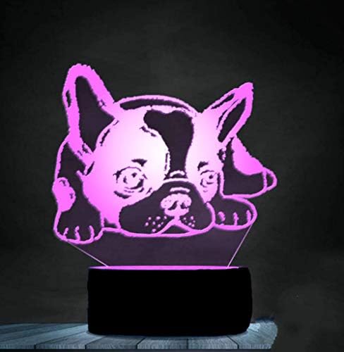 3D Fransız Bulldog köpek gece lambası köpek hayvan masa lambası dekor masa masa optik Illusion lambaları 7 renk değiştirme