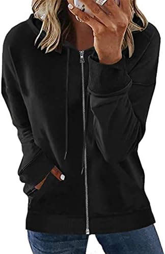 Basysın kadın Rahat fermuarlı kapüşonlu kıyafet Ceket Uzun Kollu İpli Kapüşonlu Sweatshirt Cepli