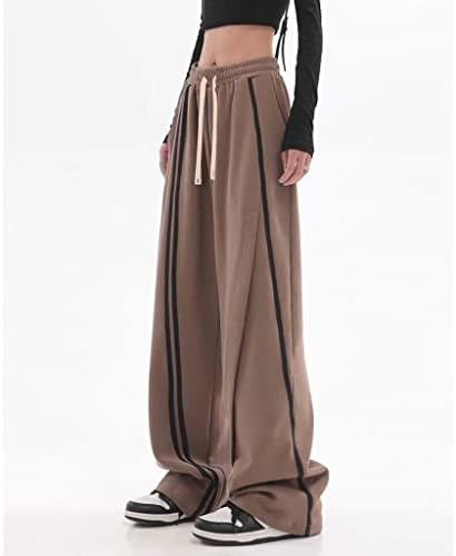WXBDD Kadınlar Vintage İpli Kravat Joggers Pantolon Elastik Bel Düz Silindir Geniş Bacak Sweatpants (Renk: E, Boyut: