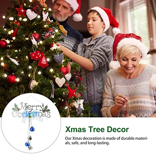 LIOOBO Merry Christmas İşareti Bells Ağacı Çelenk Süslemeleri Asılı Rustik Tatil Noel Kapı Pencere Çiftlik Evi Süslemeleri