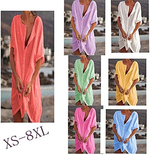 Andongnywell kadın Düz Renk Gömlek Çok Renkli Çok Boyutlu Gevşek Düz Renk Kısa Kollu Gömlek Kadın