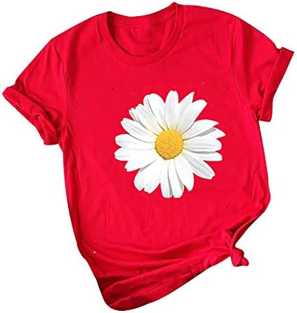 FMCHICO Bayan Ayçiçeği T Shirt Yaz Vintage Kısa Kollu Grafik Baskılı Tees Tops