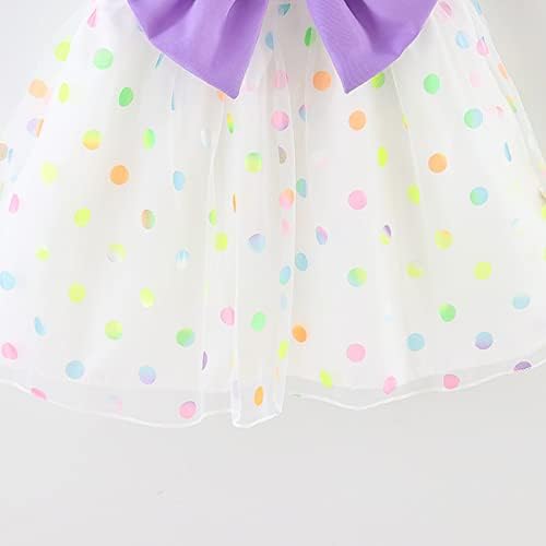 Biber Elbise Toddler Kız Sinek Kollu İlmek Elbiseler Bebek Nokta Baskılı Tül Prenses Elbise Dinozor Elbise