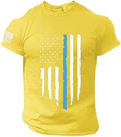 Gömlek Erkek Yaz Bağımsızlık Günü Moda Rahat Baskılı T Shirt Kısa Kollu Pro 5 T Shirt Erkekler için