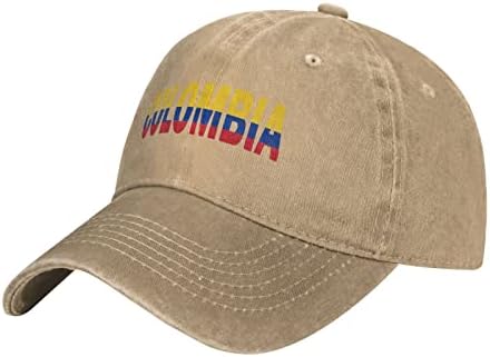 Kolombiya Bayrağı Kolombiya Kap Ayarlanabilir Yıkanmış Casquette Denim Kap Şapka Açık beyzbol şapkası