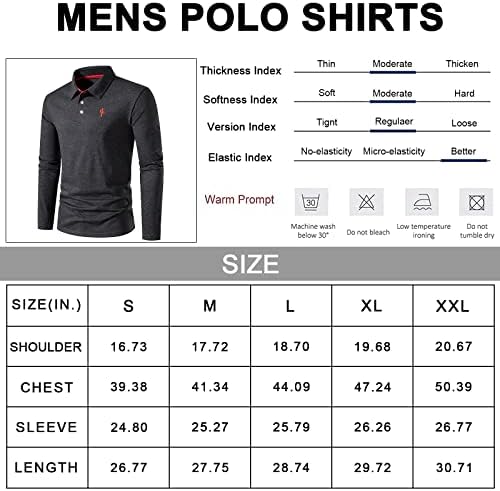 CEHT Erkek polo gömlekler Kısa Kollu ve Uzun Kollu Pamuklu Golf polo gömlekler Erkekler için Slim Fit Casual Tops