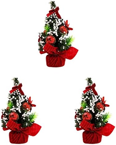 3 adet Mini Noel Ağacı Süsler Masa masa süsü Noel Festivali Parti Hediye Dekorasyon (Kırmızı) Noel Süslemeleri