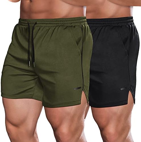 COOFANDY erkek 2 Paket Spor egzersiz şortu Örgü Hafif Vücut Geliştirme Pantolon Eğitim Koşu Spor Jogger Cepler ile