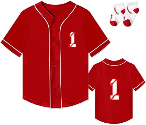 Bebek Erkek 1st Doğum Günü Beyzbol Gömlek Çaylak Bir Yaşındaki Giysileri Parti Hediye Kısa Düğme Tee
