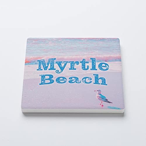 Myrtle Beach Güney Carolina, Joyride Ev Dekorasyonu, Tekli Seramik Bardak Altlığı, 4 inçlik Bireysel Kare İçecek