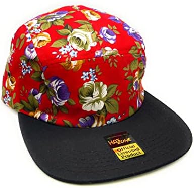 Boş 5 Panelli Koşucu Şapka Düz Kenarlı (Tropikal Çiçek Kırmızısı)