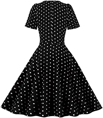 Kadın Vintage Baskı Kokteyl Elbiseleri Kısa Kollu Salıncak Bir Çizgi Parti Elbiseler Büyük Artı Boyutu Midi Elbiseler