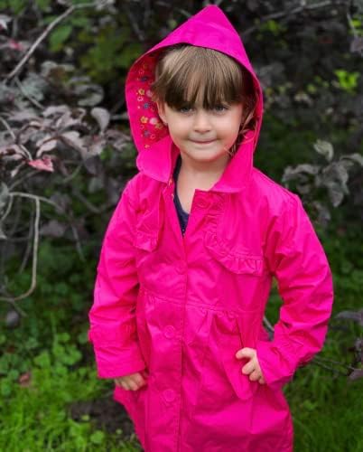 Arshiner Bebek Kız Çocuk Çiçek Kapşonlu Yağmur Ceket Dış Giyim hafif Yağmurluk Rüzgarlık