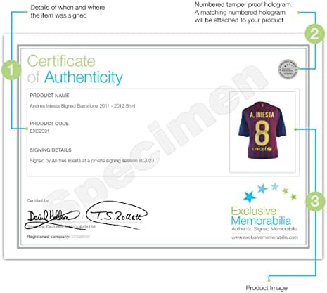 Özel Hatıra Andres Iniesta, Barcelona 2011-12 Futbol Formasını imzaladı. Standart Çerçeve