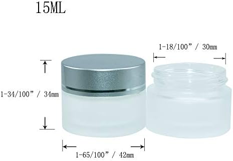 İç Astarlı ve Kapaklı Boş Buzlu Şeffaf Cam kavanoz ve Mini Kaşık, 0,53 oz Yuvarlak Cam Kavanozlar-Krem kavanozlar