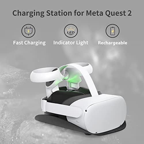 Quest 2/Meta Quest 2 için VR Şarj Yuvası istasyonu, Kulaklık ve Dokunmatik Kontrolörler için Eşzamanlı Şarj, LED