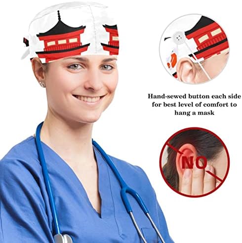 Larkspur Çiçek Çalışma Şapka Ayarlanabilir Fırçalama Kap Düğmeleri ve Yay ile Saç Toka Hemşire ve Doktor için